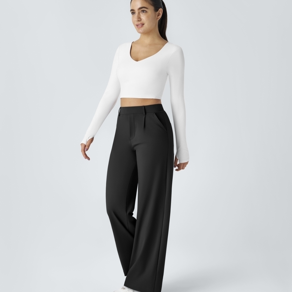 HALARA Black Wide-Leg Trousers